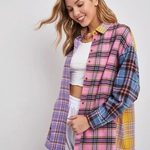 Multicolor Collared Plaid Shirt